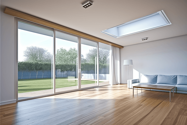 Installazione di grandi serramenti scorrevoli ad alta efficienza energetica in un soggiorno moderno